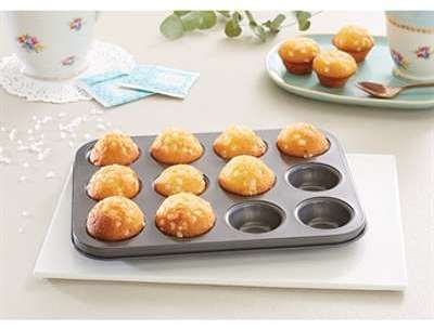 Plaque 12 mini-muffins acier revêtement anti-adhés