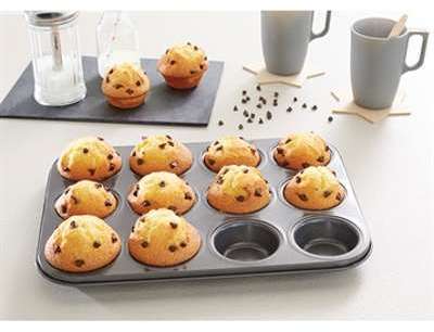 Plaque 12 muffins acier revêtement anti-adhésif Ma