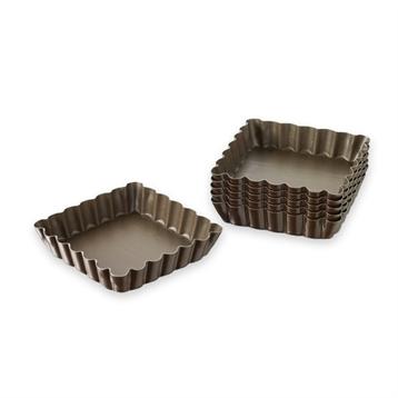 4 moules à tartelettes carrées fond amovible Gobel