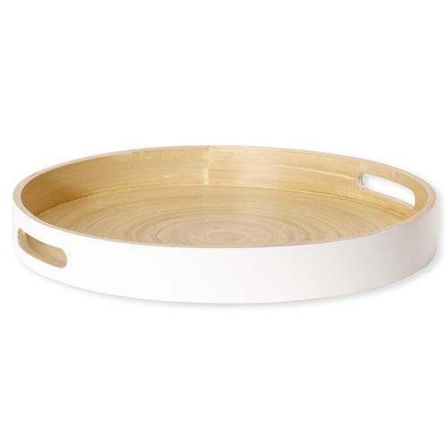 Plateau rond en bambou blanc 35cm