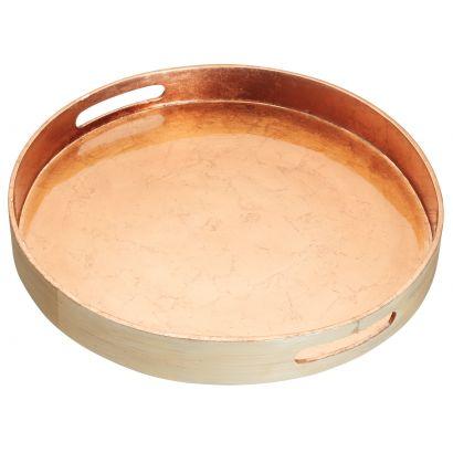Plateau de service rond en Bambou et cuivre Artesa