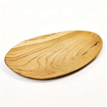 Plateau Décoratif en Bois de Teck Ovale