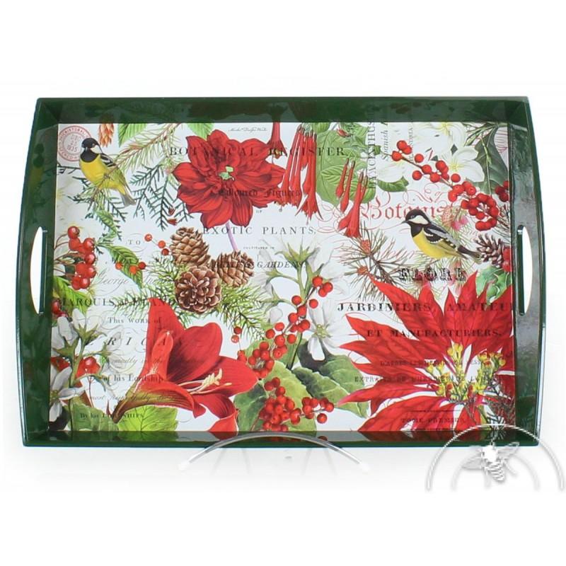 Plateau rectangulaire Fleurs rouges