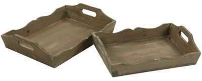 LOT DE 2 PLATEAUX RANGEMENT BOIS 41cm-37cm