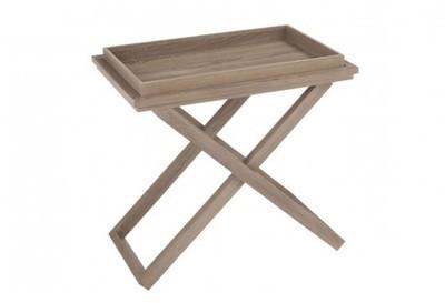 Plateau sur pied rectangle bois naturel 65x40x59cm