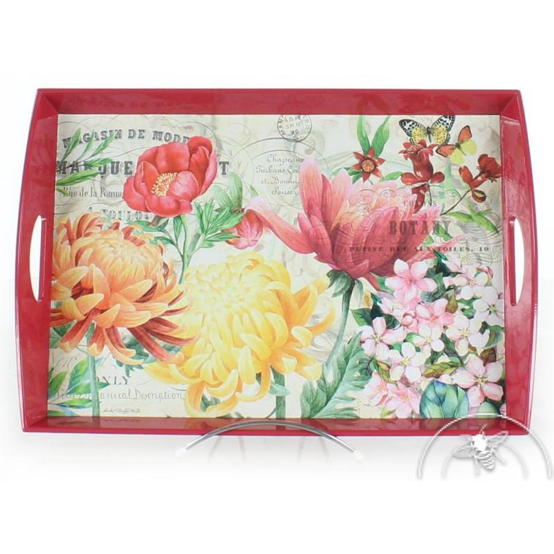 Plateau rectangulaire Fleurs