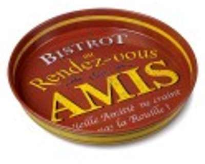 Plateau métal rond bistrot des amis Plateau métal rond bistrot