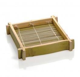 Lot de 10 petits plateaux carrés en bambou