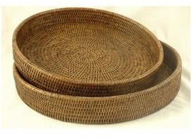 Plateau rond en rotin (2 tailles)