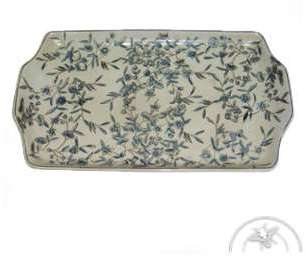 Plat à cake - fleurs bleues