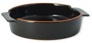 Plat à four rond noir en terre cuite 25cm