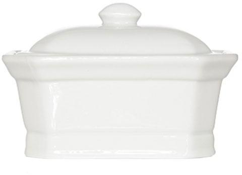 Terrine pâté rectangulaire blanche avec couvercle