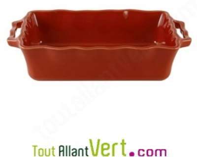 Plat de cuisson rectangle rouge en céramique pour