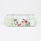 Plat à cake en porcelaine motif fleurs et papillon