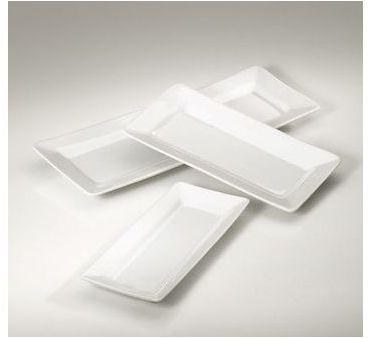 Plateau rectangulaire blanc 39x14,5cm en porcelain