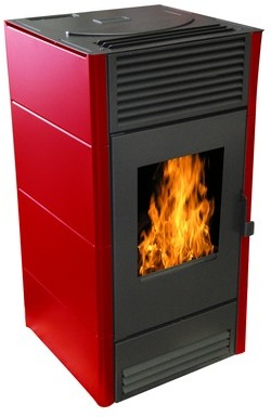 Poele a pellets 8kw - rouge