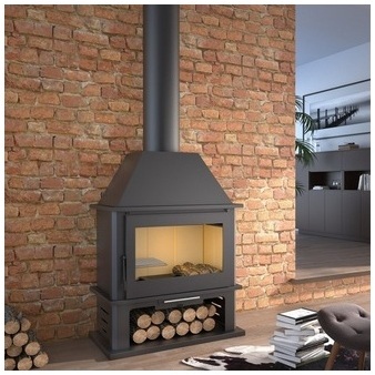 Poêle à bois en acier à double combustion 12.5 Kw