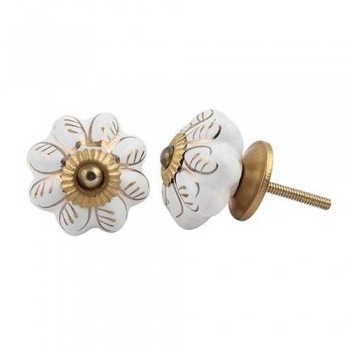 Bouton de meuble Citrouille motif Or en porcelaine