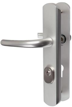 Poignée de porte sur plaque argent - Clé I - Secum