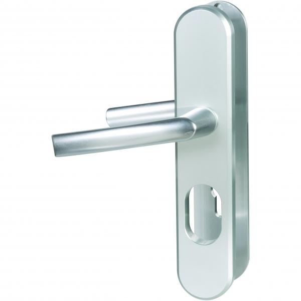 Poignée de porte sur plaque blindé aluminium - Clé