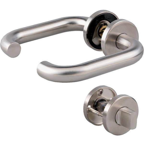 Poignée de porte sur rosace inox mat - Condamnatio