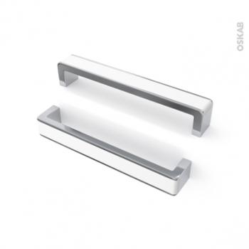 Poignée de meuble de cuisine Chromé insert blanc 16 Poignée de meuble de cuisine