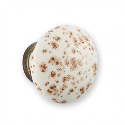 Bouton de meuble porcelaine et métal galet bronzé