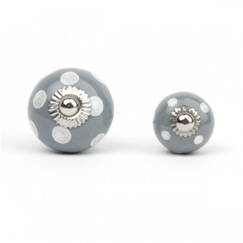 Bouton de meuble à pois blancs et porcelaine color