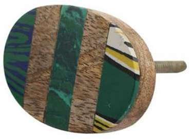 Bouton de meuble ethnique en bois - vert - Taille