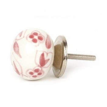 Bouton de meuble Floral porcelaine blanche - Taill