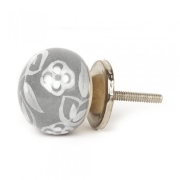 Bouton de meuble Floral blanc en porcelaine - Tail
