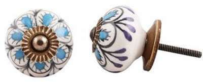 Bouton de meuble en porcelaine Pétunia rond - Taille Bouton de meuble en porcelaine