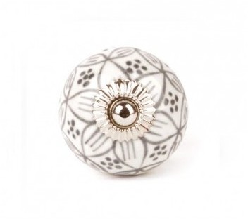 Bouton de meuble Géranium rond en porcelaine - Tai