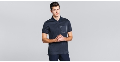 Polo zip respirant Urbanizer Bleu Homme