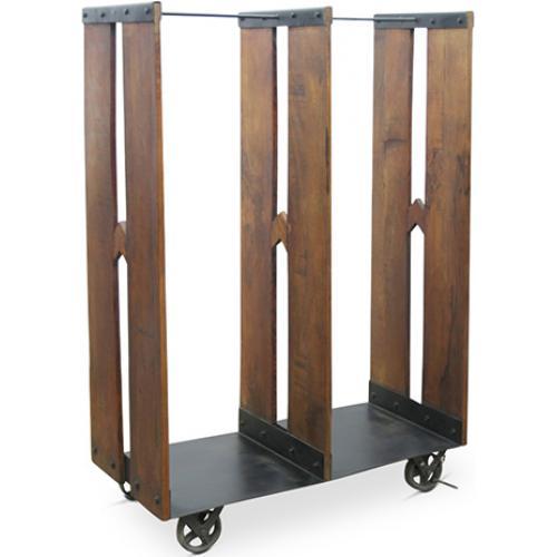 Portant avec roues style industriel Bois naturel