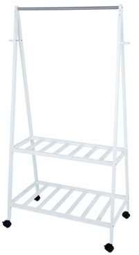 Portant en bois massif bamboo Coloris Blanc-chromé