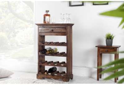 Porte bouteille design en bois acajou avec 16 supp