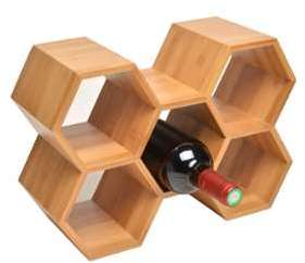 Porte bouteille en bambou nid d abeille 5 rangements Porte bouteille en bambou