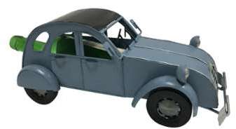 Porte bouteille métal Voiture ancienne bleue PREMI
