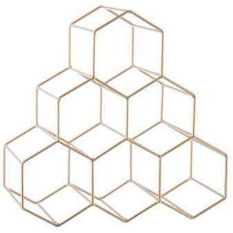 Porte Bouteilles en Métal Doré Hexagonal