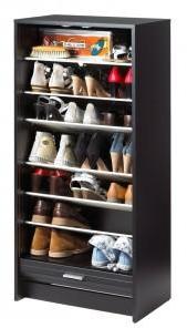 Meuble à Chaussures Noir Rideau Imprimé - Coloris