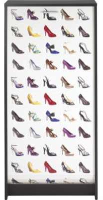 Meuble à Chaussures Noir Rideau Imprimé - Coloris