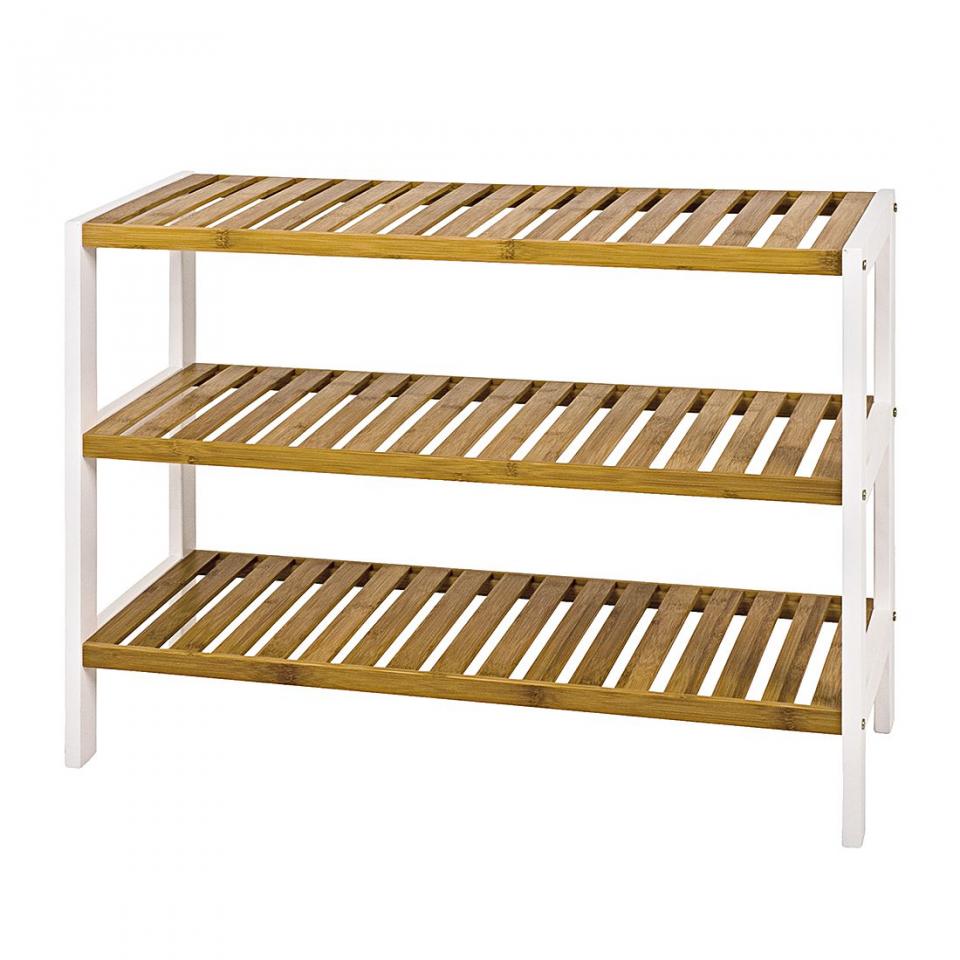 Etagère Ilona II - Blanc / Bambou