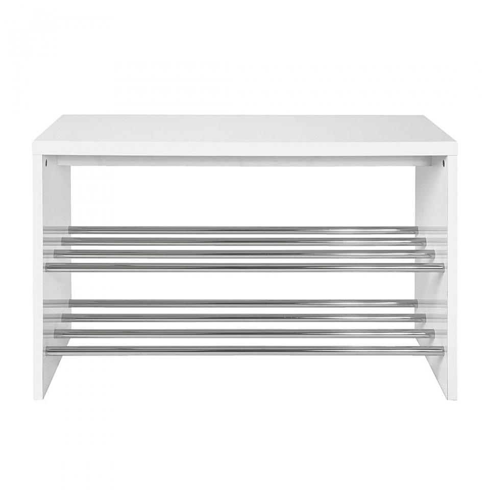 Banc à chaussures Gustav II - Blanc brillant / Chr
