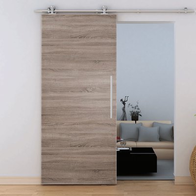 Porte coulissante 75 x 265 cm, bois chêne, rail ap