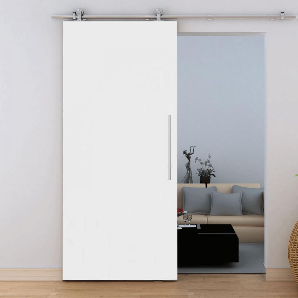 Porte coulissante 90 x 206 cm, bois blanc, rail ap