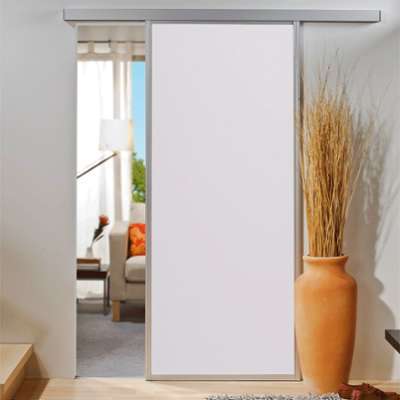 Porte coulissante 74 x 203 cm, bois blanc, encadre