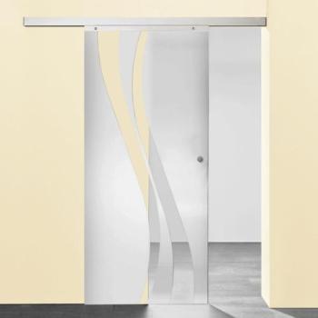 Porte coulissante 88 x 203 cm, décor vagues