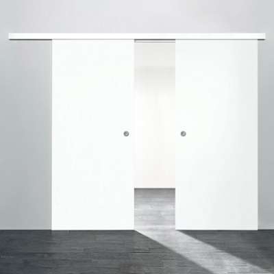 Porte coulissante 176 x 203 cm, bois blanc, 2 vant