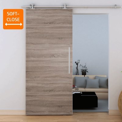 Porte coulissante 75 x 265 cm, bois chêne, rail ap